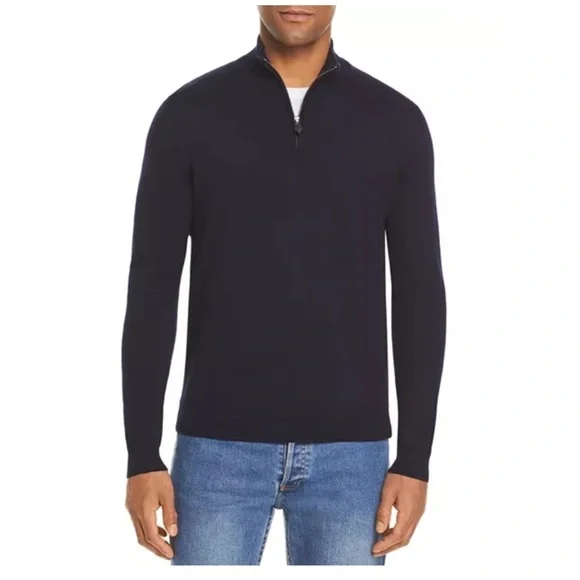 The Men Store Bloomingdale’s Quarter Zip Merino Navy Sweater M